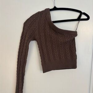 Bershka Brown Off-Shoulder Sweater